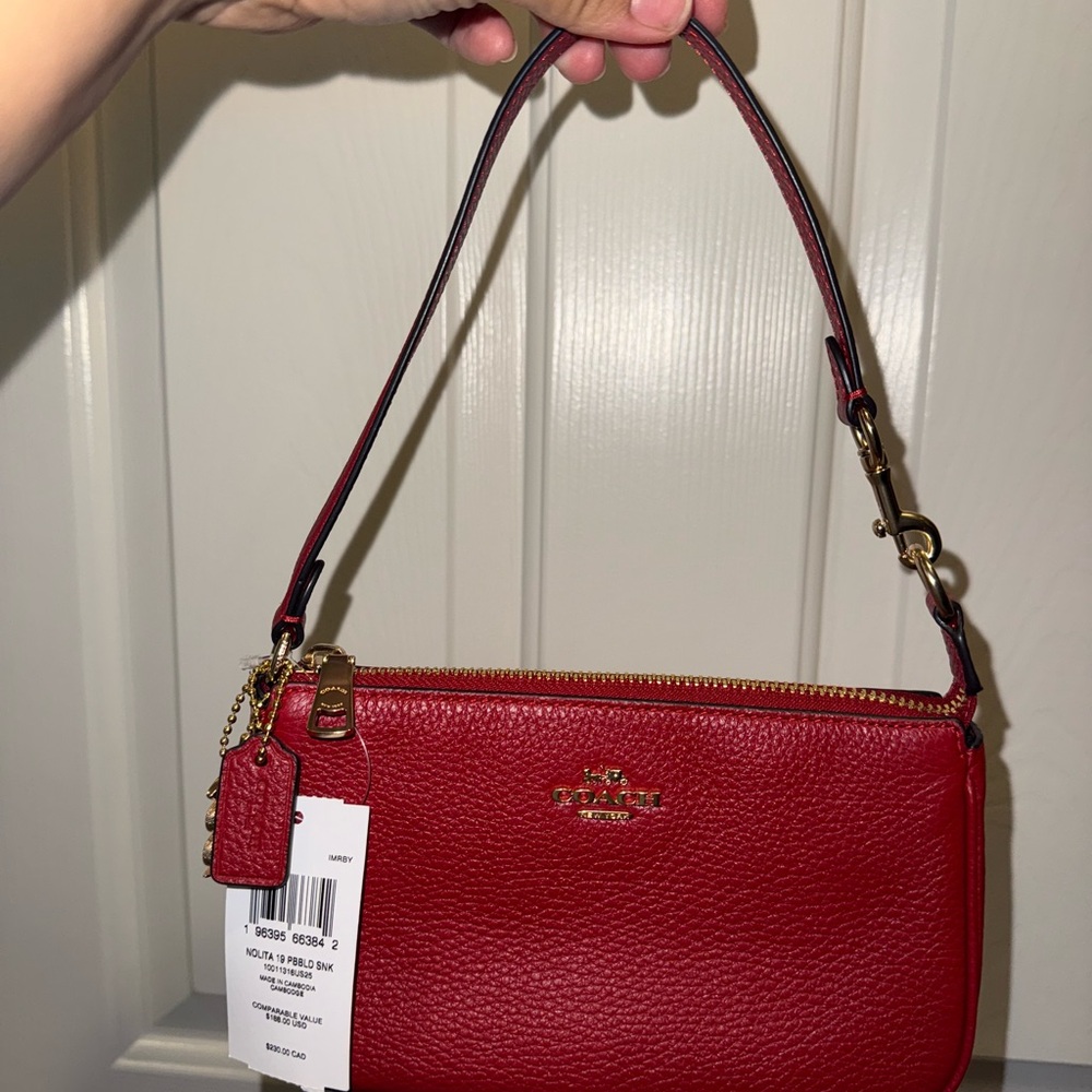 Coach Red Pebbled Leather Nolita 19